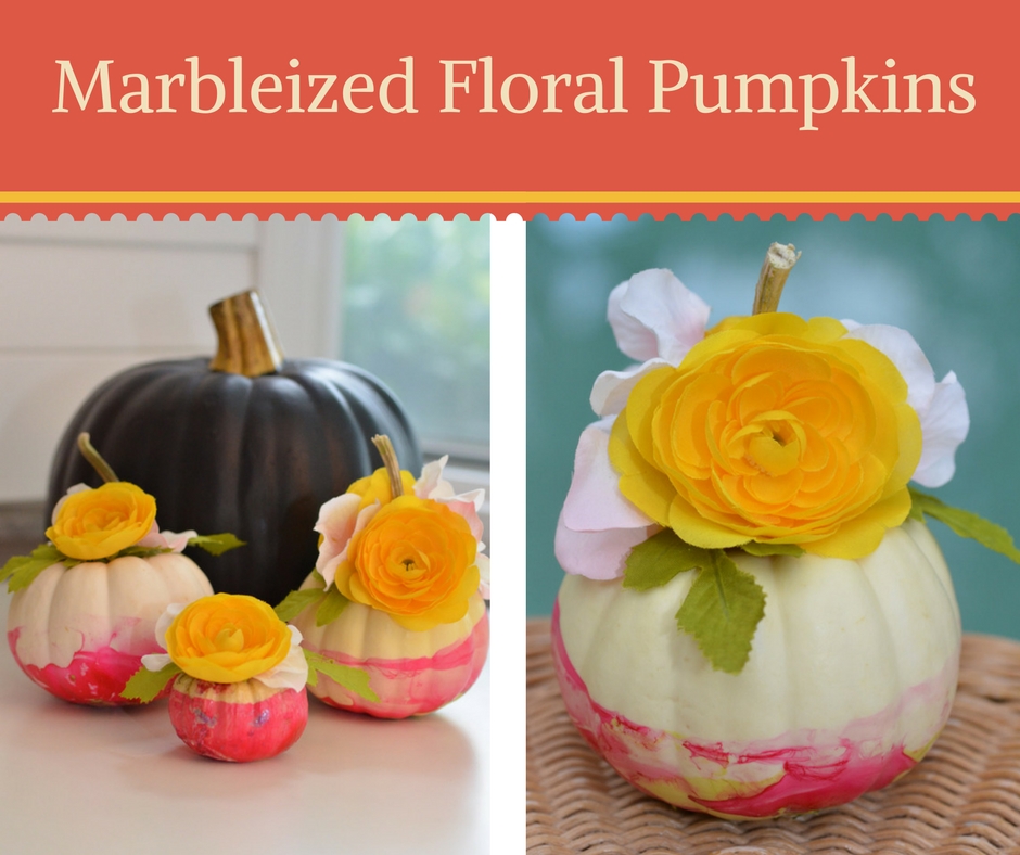 Marbleized Floral Pumpkins by Happy Family Blog Our Marbleized Floral Pumpkins are a great project for all skill levels. These use nail polish and flowers to add pops of color to your fall decor.
