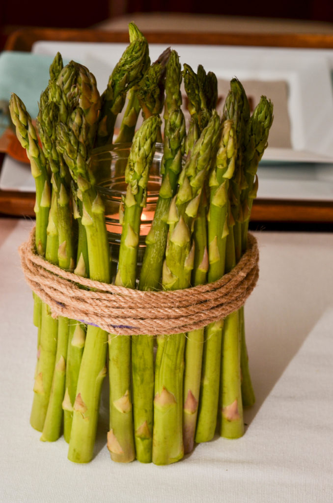 DIY Asparagus Candle for Meatless Monday with MorningStar by Happy Family Blog, Candle Centerpieces