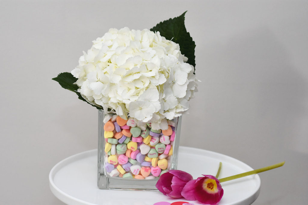 heart vase, vase with hearts, DIY Candy Heart Vase