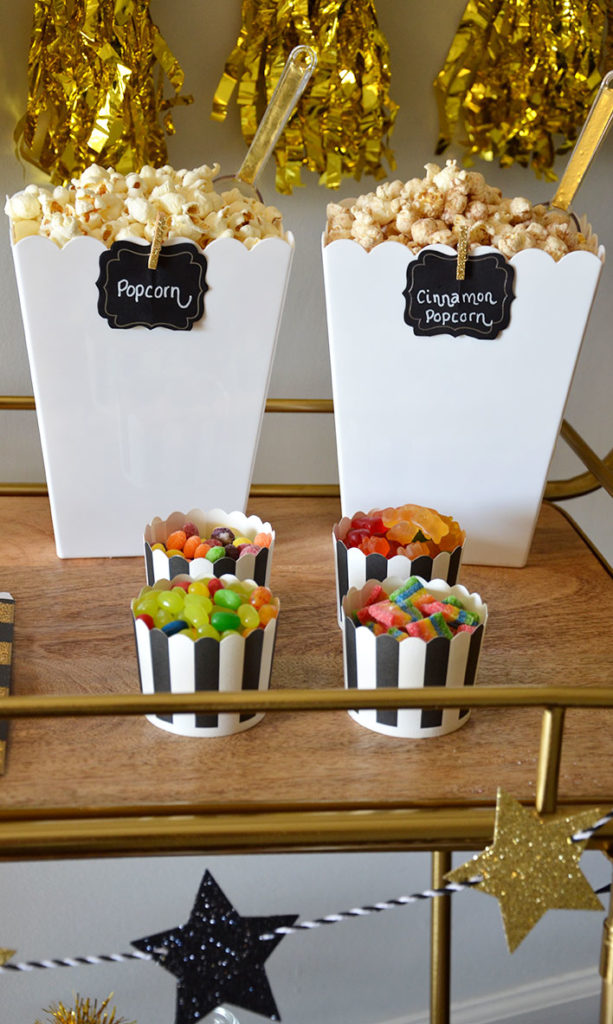 Popcorn and Candy Bar for Family Watching Movie Night