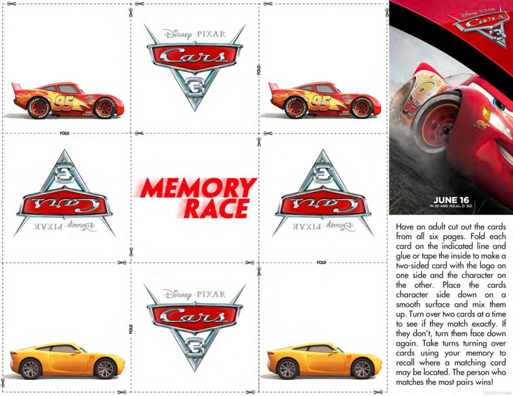 Cars 3 Printable Activities and Trailer by Happy Family Blog