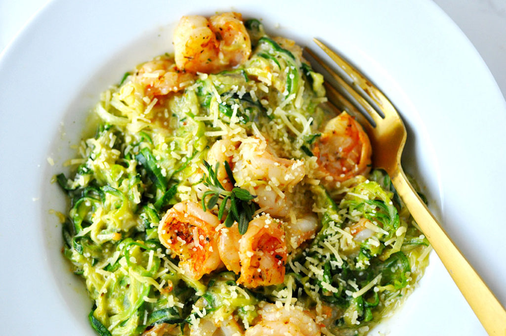 Low Carb Shrimp Zoodle Alfredo in One Pot by Happy Family Blog
