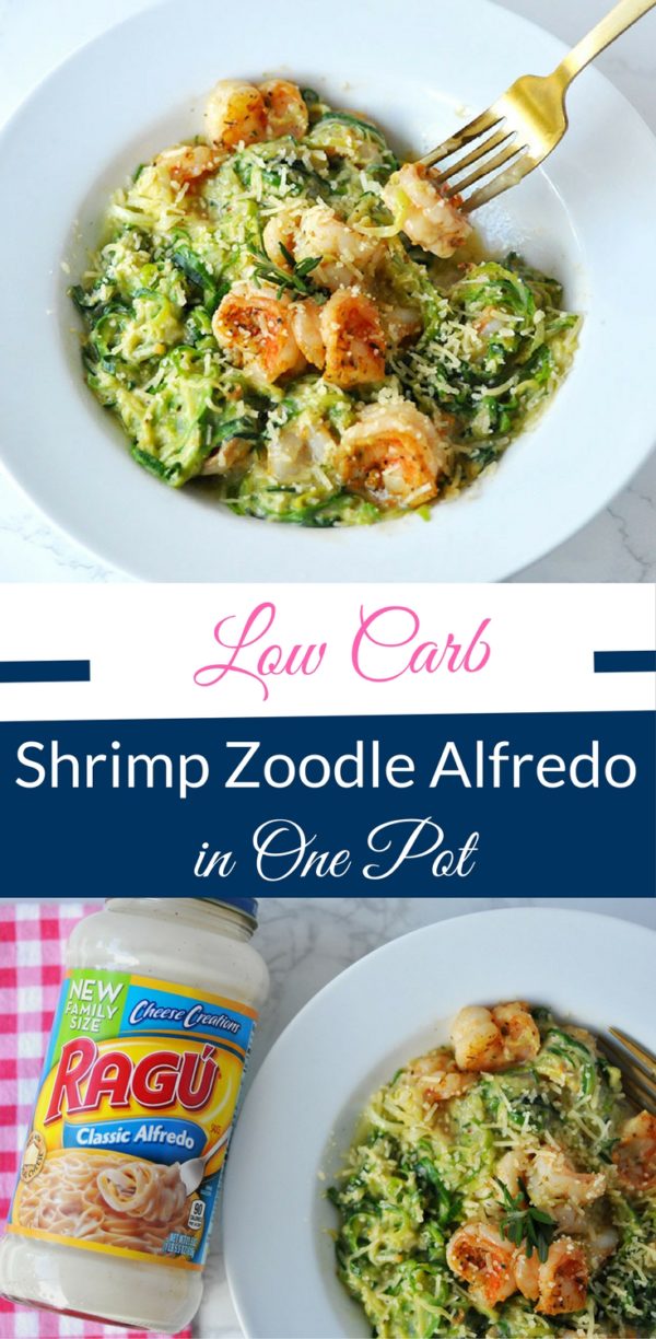 Low Carb Shrimp Zoodle Alfredo in One Pot • Happy Family Blog