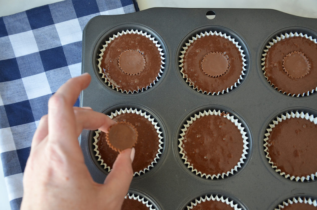 Stuffed Reese's peanut butter cupcakes