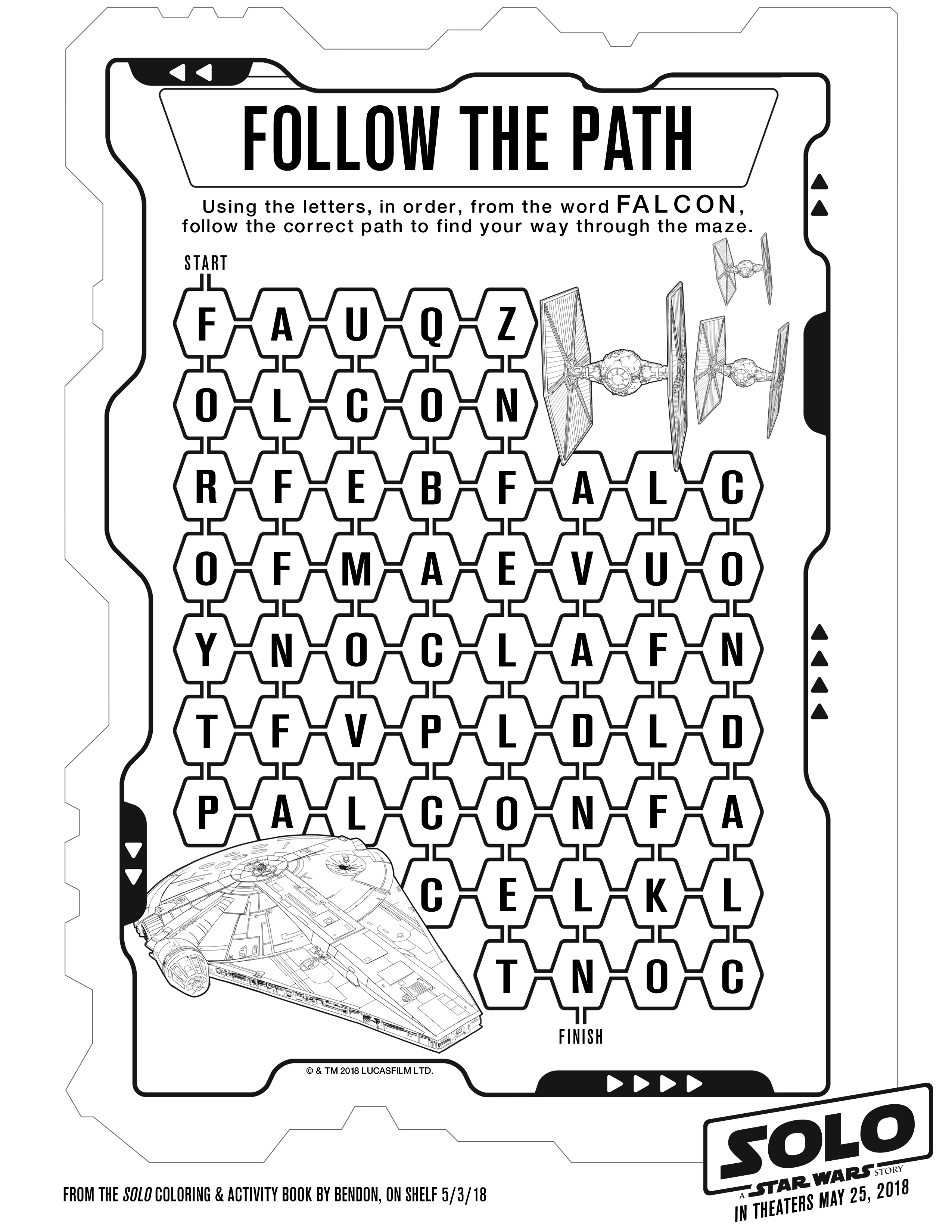 Follow the path Star Wars Activity Pages