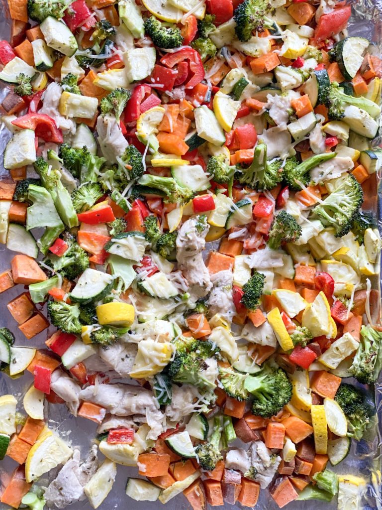 sheet pan chicken and vegetables, sheet pan chicken and veggies,